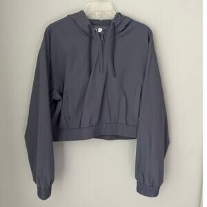 Barry's Bootcamp Cropped Hoodie Windbreaker Jacket Purple Gym Workout Large